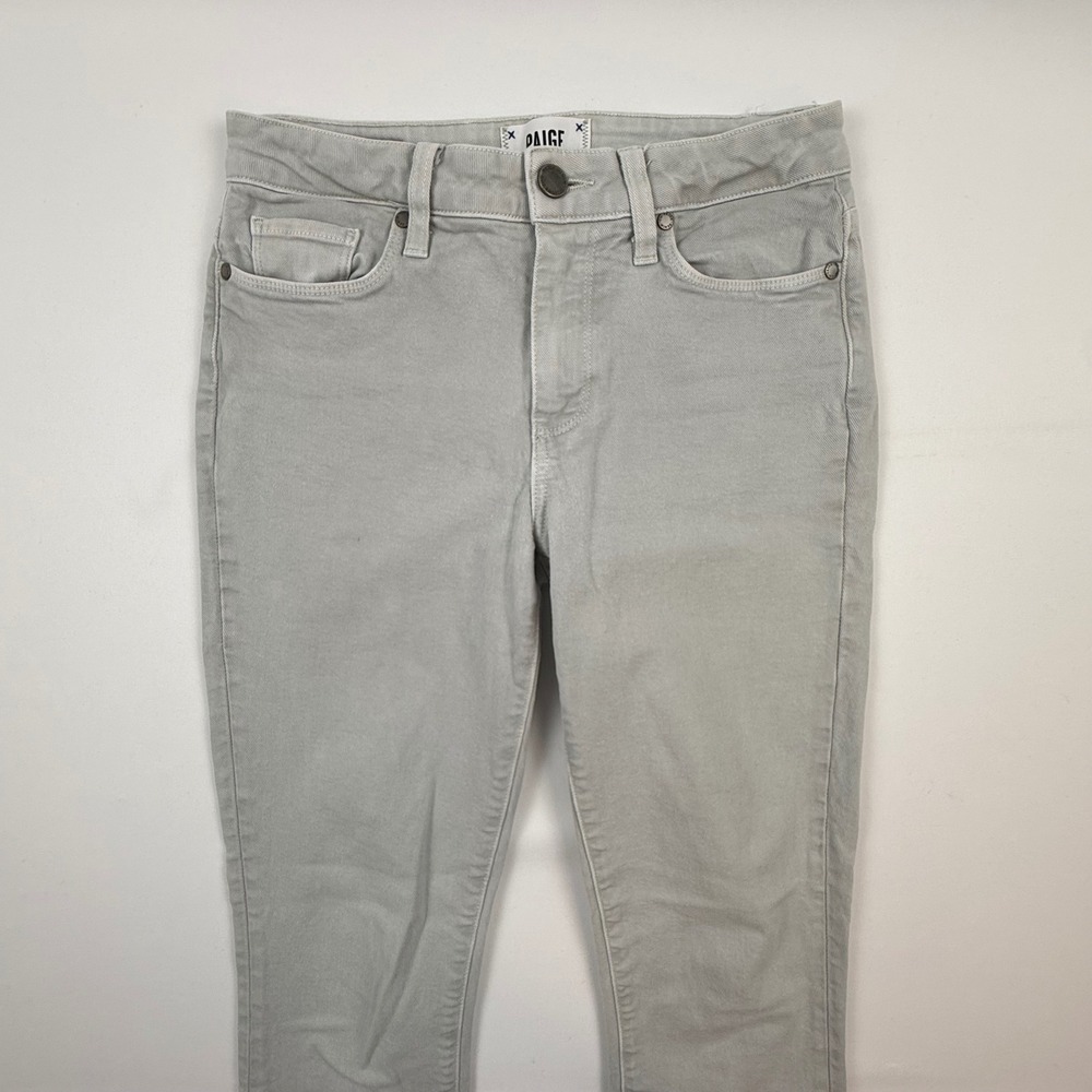 Paige Hoxton Ankle Peg Jeans 25 Light Grey Raw Hem High Rise Skinny Pants